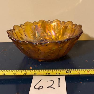 Vintage Amber Carnival Glass Bowl