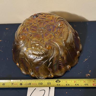 Vintage Amber Carnival Glass Bowl