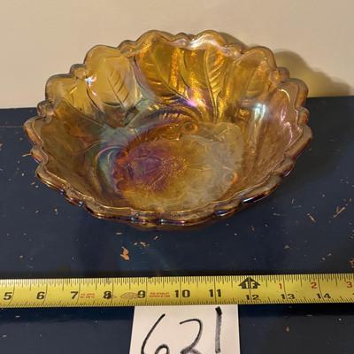Vintage Amber Carnival Glass Bowl