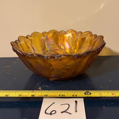 Vintage Amber Carnival Glass Bowl