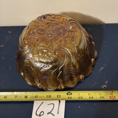 Vintage Amber Carnival Glass Bowl