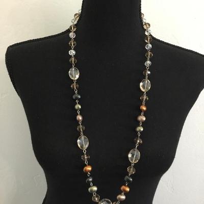 Multi colored glass, faceted bead necklace