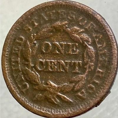 1845 Large Cent United States Braided Hair Mintage: 3,894,000