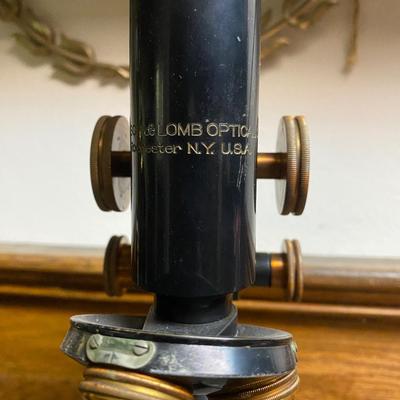 Antique Bausch and Lomb Brass Microscope Patent 1915 Vintage Antique