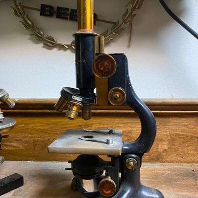 Antique Bausch and Lomb Brass Microscope Patent 1915 Vintage Antique