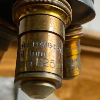 Antique Bausch and Lomb Brass Microscope Patent 1915 Vintage Antique