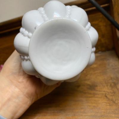 Vintage Fenton pitcher/vase and dish