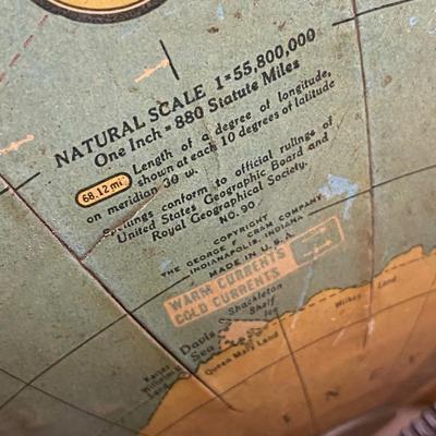 Rare 9 Inch Terrestrial Globe George F Cram-Indianapolis IN