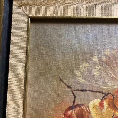 Vintage framed rectangular flower still life.