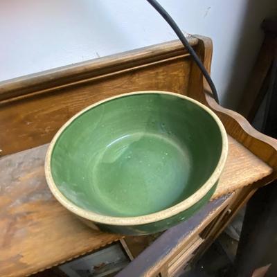 Vintage green covered casserole dish