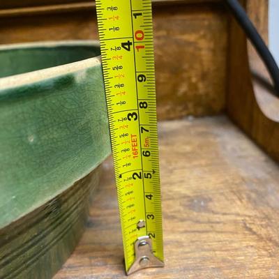 Vintage green covered casserole dish