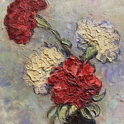 Framed carnations in vase painting