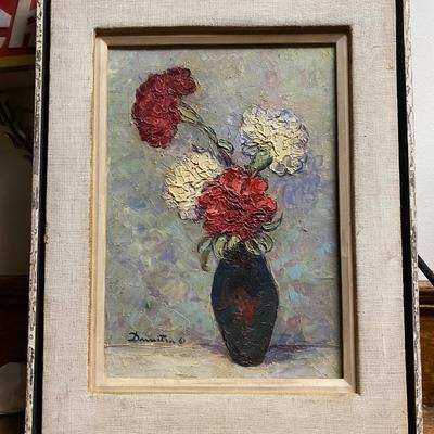 Framed carnations in vase painting