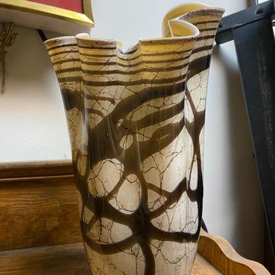 Vintage large Art Glass Vase By Jozefina Krosno