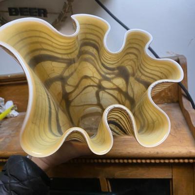 Vintage large Art Glass Vase By Jozefina Krosno