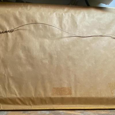 VINTAGE Woman with CHERUB Bas Relief METAL with Frame