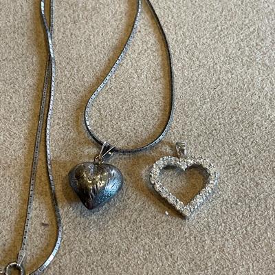 925 stamped heart pendants