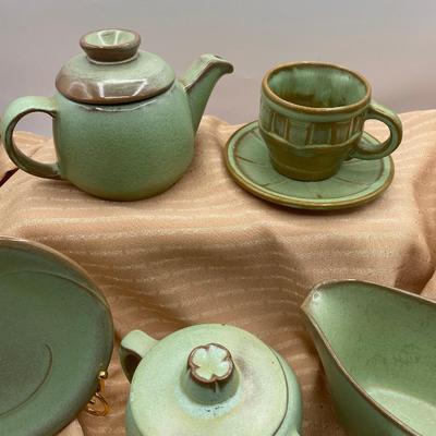Frankoma Pottery Plainsman Green pieces