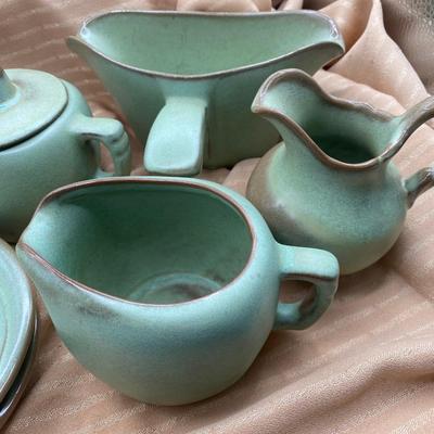 Frankoma Pottery Plainsman Green pieces