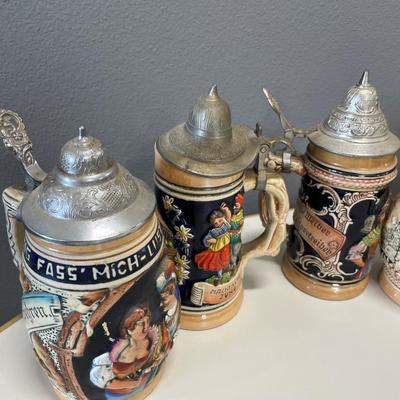 6 medium size German beer steins