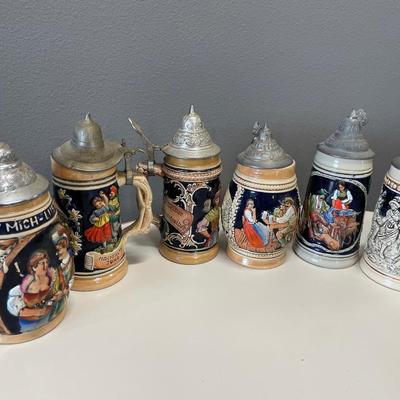6 medium size German beer steins