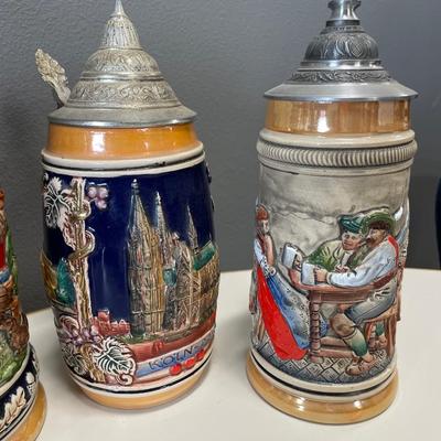 6 tall German beer steins
