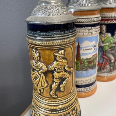 6 tall German beer steins