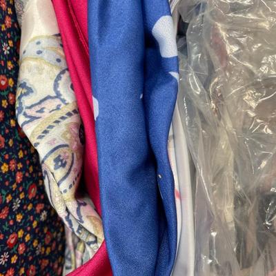 Box of fabric and crafting birds