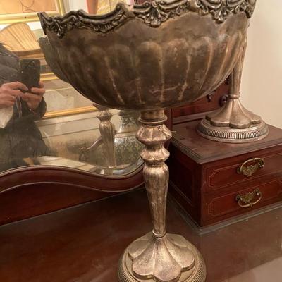 vintage pair tall pedestal bowl compote