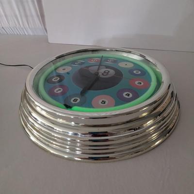 Billiard Ball Green Neon Clock