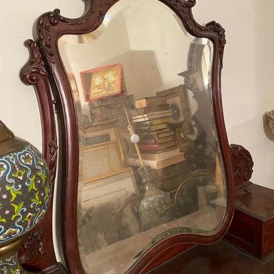 Carved detail Antique vanity with mirror