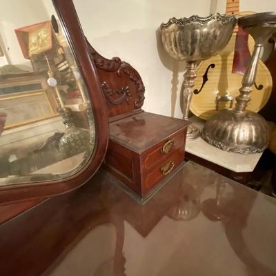 Carved detail Antique vanity with mirror