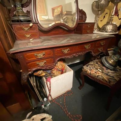 Carved detail Antique vanity with mirror