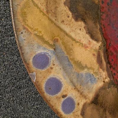 Ken Pick signed Abstract modernist large platter Studio Pottery
