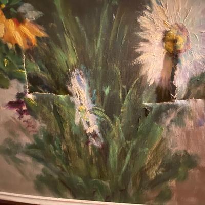 Large framed flower painting