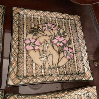 set of 4 flower plates by Mary Vaughn Blake