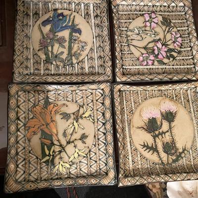 set of 4 flower plates by Mary Vaughn Blake