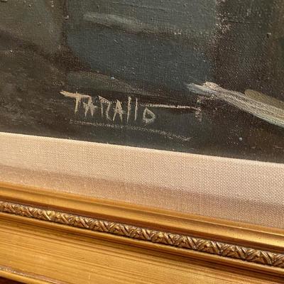 Large RODOLFO TARALLO PARIS STREET SCENE OIL ON CANVAS