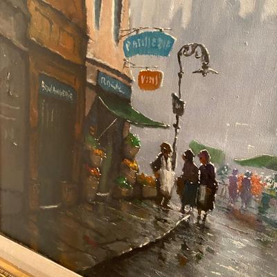 Large RODOLFO TARALLO PARIS STREET SCENE OIL ON CANVAS