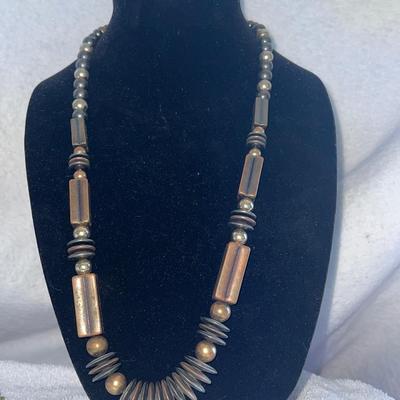 Gold and Copper toned necklace and earring set