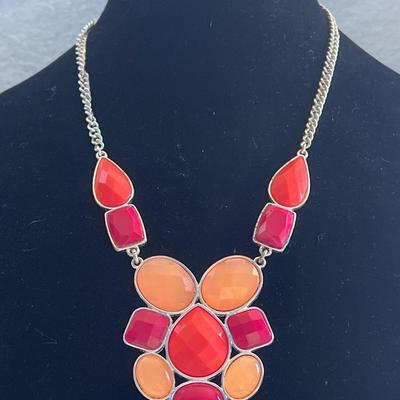 Silver toned multi colored necklace