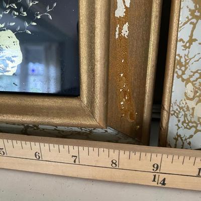 VTG Mid-Century Gilded Gold Marbled Mirror Black Wall MCM