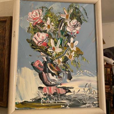 Vintage Impasto style painting flowers