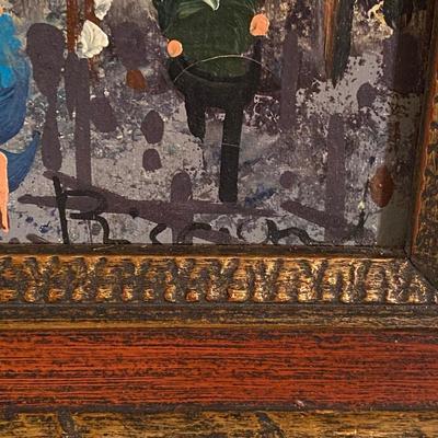 Vintage impressionistic Paris street scene in ornate frame