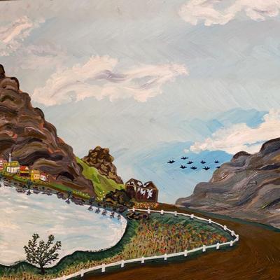 Naive painting The Open Road by Maplewood artist Ludwig Lotte