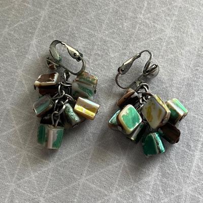 Mixed Bead stacked chain set with clip on earrings