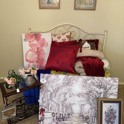 Lot 8: Headboard, linens & More