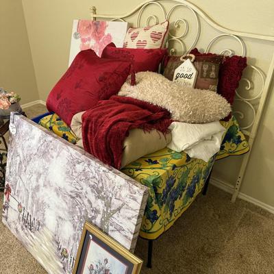 Lot 8: Headboard, linens & More