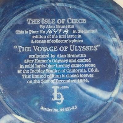 'The Isle of Circe' Numbered, Limited Edition Plate in Lapis Blue Incolay Stone- Approx 8 1/2" in Diameter