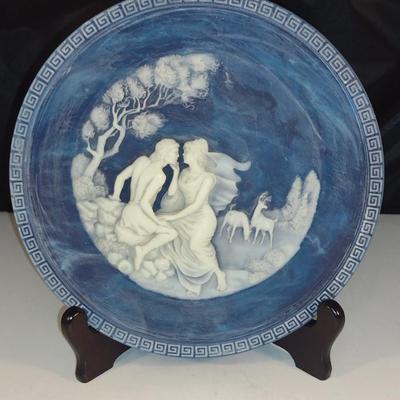 'The Isle of Circe' Numbered, Limited Edition Plate in Lapis Blue Incolay Stone- Approx 8 1/2" in Diameter